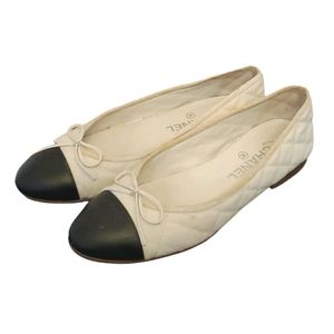 Chanel white ballerina cloth flats
